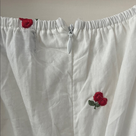 Cider Cherry Embroidery Mini Dress Women's Large Puff Sleeves Twee Cottagecore - Picture 8 of 8